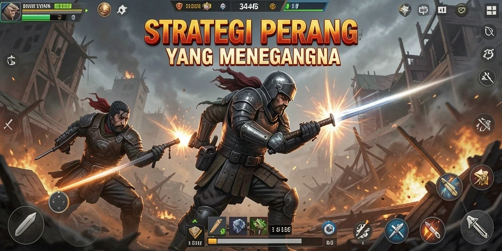 Screenshot utama 3446 menampilkan aksi pertempuran strategis yang intens.