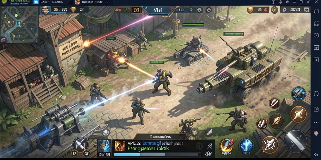 Tangkapan layar menunjukkan pertarungan intens dalam gameplay strategi.