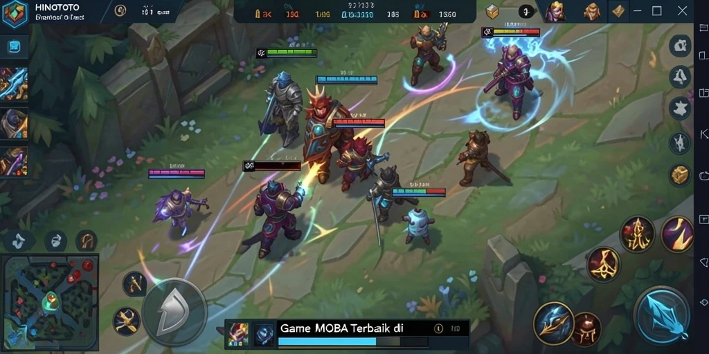 Tampilan seru gameplay HINOTOTO dalam aksi tim MOBA.