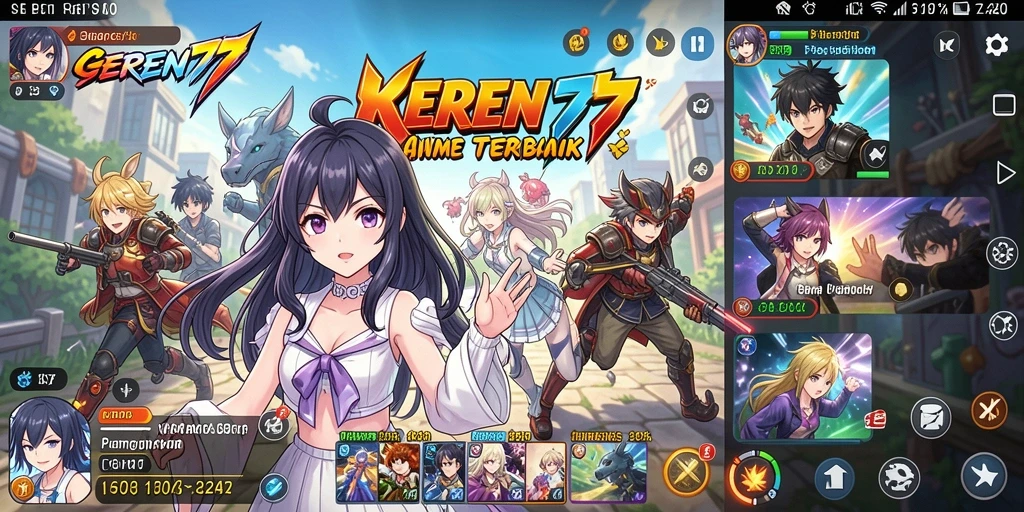 Screenshot gameplay KEREN77 dengan karakter anime yang dinamis.
