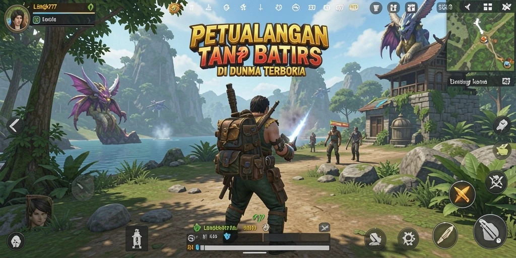 Screenshot yang menampilkan aksi seru di dunia terbuka LENGKAP777.